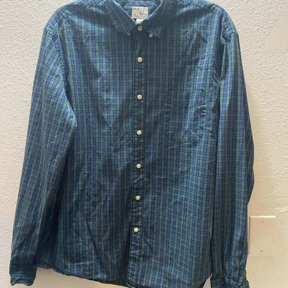 J.Crew Slim Secret Wash Organic Cotton Poplin Long Sleeve‎ Mens Size XL Slim